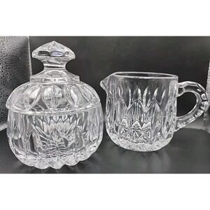 VINTAGE Gorham‎ Althea Crystal Creamer and Sugar Bowl with Lid